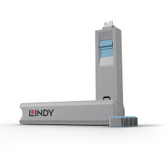 LINDY USB Type C Port Blocker Key - Pack of 4 Blockers Blue